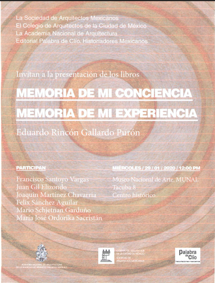 Portada de Memoria de mi conciencia Memoria de mi experiencia